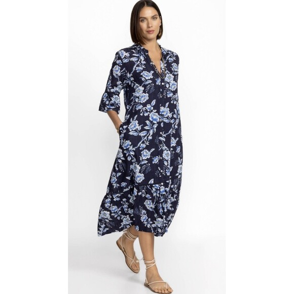 Johnny Was Magnolia High Low Ruffle Sleeve Maxi Dress Size Small - Picture 3 of 12